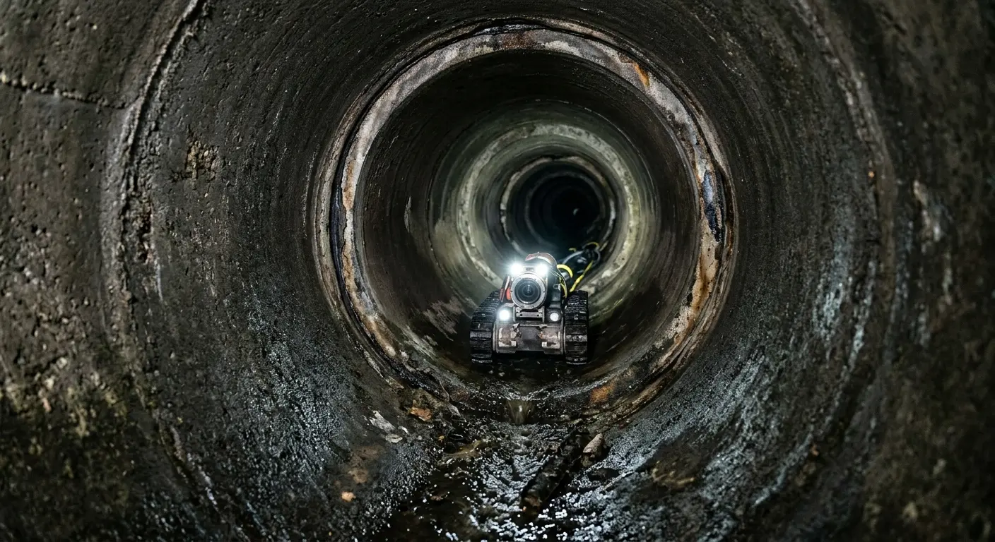 Robotic sewer camera inspecting pipe interior for Drain Snake Service in Pleasant View